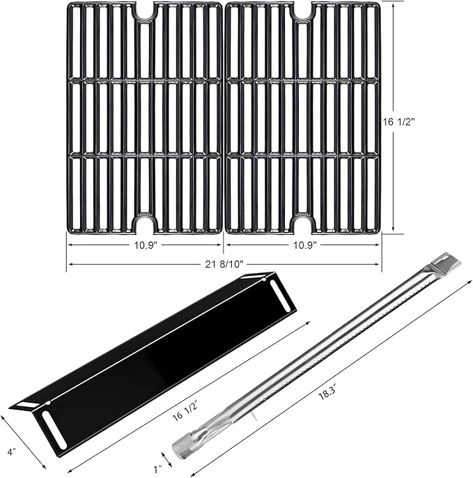 Hisencn Grill Replacement for Smoke Hollow PS9900, PS9500, 6800, Smoke Hollow Grill Parts for 16.5" Porcelain Steel Heat Plate Shield, Stainless Steel Pipe Burners, Cast Iron Cooking Grate