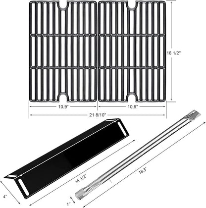 Hisencn Grill Replacement for Smoke Hollow PS9900, PS9500, 6800, Smoke Hollow Grill Parts for 16.5" Porcelain Steel Heat Plate Shield, Stainless Steel Pipe Burners, Cast Iron Cooking Grate
