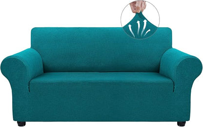 Asnomy Stretch Couch Covers Washable,loveseat Cover Slipcovers,Peacock Blue | 1-Piece Sofa Cover(55"-78") loveseat cover Furniture Protector Soft Jacquard,Non-Slip Elastic Bottom for Dogs & Kids