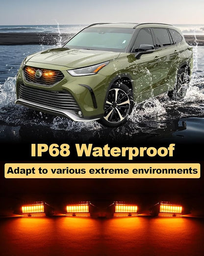 LED Front Grill Lights for Toyota Highlander XSE 2020-2025 2026, Yellow | Highlander XSE Raptor Grille Lights, Upgrade Highlander XSE LED Lights, Snap-in Installation, OEM Style, Off-road Driving