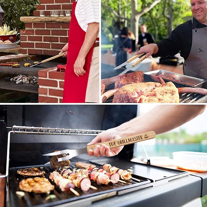 Huray Rayho Father's Day BBQ Grilling Tools Set Gifts for Dad Engraved Grill Kit Grill Master Barbecue Thanksgiving Housewarming Dad's Birthday Present Set of 3