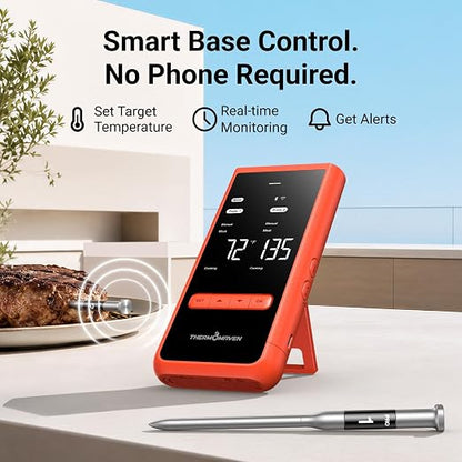 ThermoMaven Smart WiFi Wireless Meat Thermometer for Grilling with 2 Probes | Standalone Base, 6 Sensors, NIST Certified Accurate to ±0.5℉, 1000ft Wireless Connection, for BBQ/Smoke/Oven
