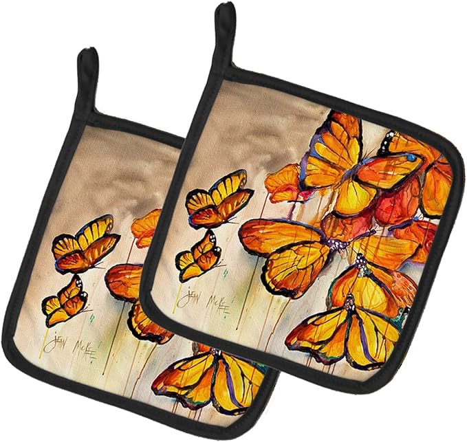 Caroline's Treasures JMK1220PTHD Butterflies Pair of Pot Holders Kitchen Heat Resistant Pot Holders Sets Oven Hot Pads for Cooking Baking BBQ, 7 1/2 x 7 1/2