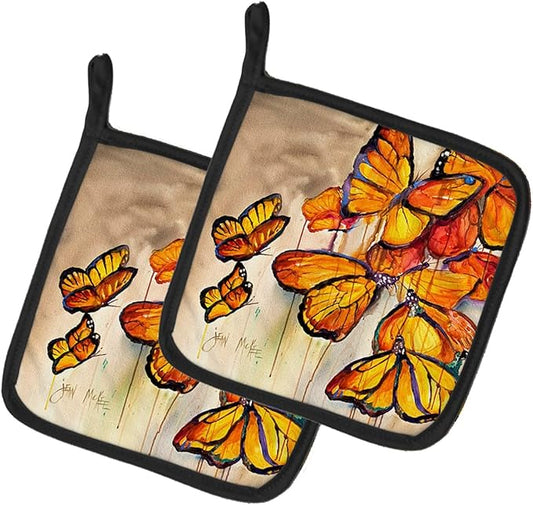 Caroline's Treasures JMK1220PTHD Butterflies Pair of Pot Holders Kitchen Heat Resistant Pot Holders Sets Oven Hot Pads for Cooking Baking BBQ, 7 1/2 x 7 1/2