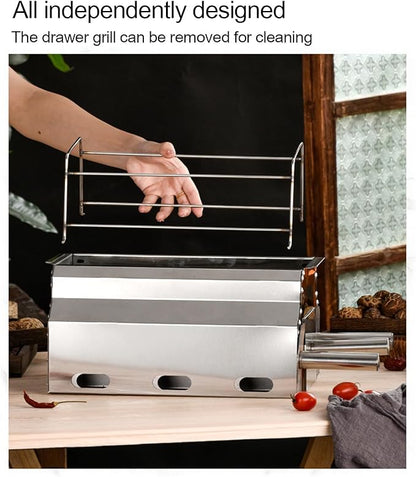 Portable charcoal grill, stainless steel grill, foldable small grill, suitable for garden outdoor cooking barbecue camping picnic