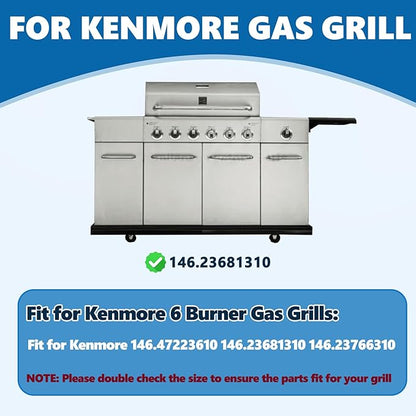 SafBbcue 16.5 Inch Grill Grates for Kenmore Grill Parts 6 Burner 146.47223610 146.23681310 146.23766310 Gas Grill Replacement Parts, Cast Iron Grill Cooking Grates for Kenmore Grill Replacement Parts