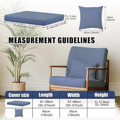 Outdoor Cushion & Pillow Cover Set, 8 Seat Covers + 4 Pillow Covers | Stretch Fit, Replacement, Washable and Reusable Furniture Protectors, Fits most patio furniture cushion covers, Cover Only