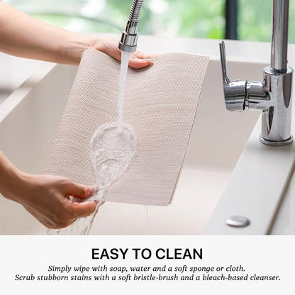 LEXMORE Placemats Set of 6 Vinyl/Plastic Woven Place Mats for Kitchen Table Indoor/Outdoor Washable Placemat Wipeable Dining Table Mats(Beige)