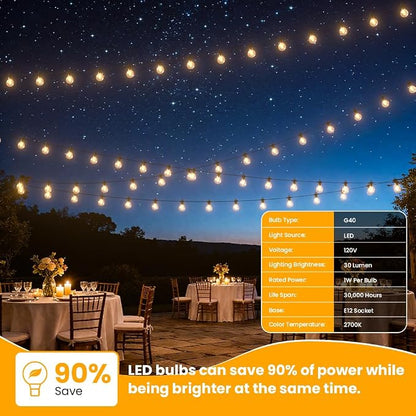 LED Outdoor String Lights, 240FT Patio Lights Outdoor Waterproof with 120+3 Shatterproof G40 Edison Globe Bulbs, 2700K Warm White Hanging Light, Dimmable Light for Outside Backyard Garden Bistro Porch