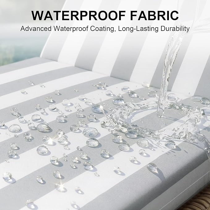 Crestlive Products Waterproof Outdoor Chaise Lounge Cushions Set of 2, Fade Resistant Patio Furniture Lounge Chair Cushion, 80" L x 23" W