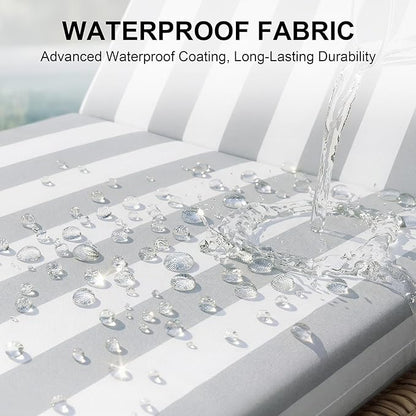 Crestlive Products Waterproof Outdoor Chaise Lounge Cushions Set of 2, Fade Resistant Patio Furniture Lounge Chair Cushion, 80" L x 23" W