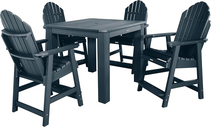Highwood AD-CNA44-FBE Hamilton 5 Piece Square Counter Height Dining Set, Federal Blue