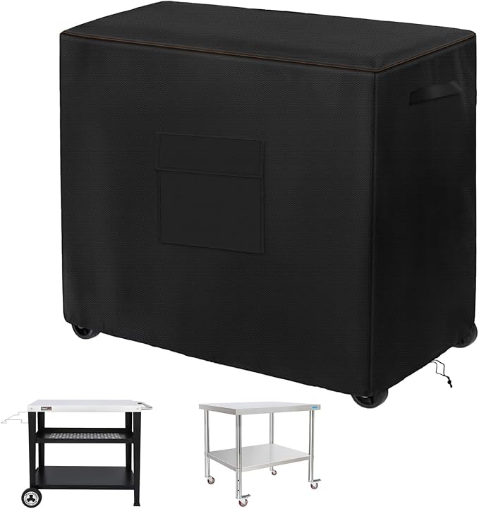 Outdoor Bar Cart Cover for 48 Inch BBQ Food Prep Table Heavy Duty 420D Polyster Outdoor Dining Cart/BBQ/Worktable Metal Movable Table Cover