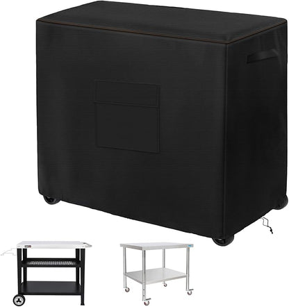 Outdoor Bar Cart Cover for 48 Inch BBQ Food Prep Table Heavy Duty 420D Polyster Outdoor Dining Cart/BBQ/Worktable Metal Movable Table Cover