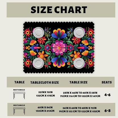 Mexican Fiesta Table Cloth Rectangle Tables Cinco De Mayo Day of The Dead Rectangle Kitchen Table Cover Oblong Tablecloth for Dining Table Buffet Parties Patio Camping 52" x 70" 4-6 Seats