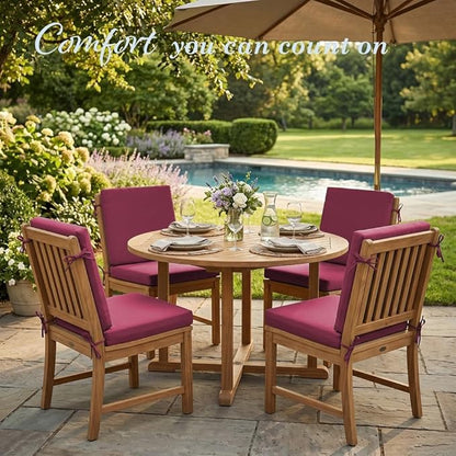 California Umbrella Outdoor Dining Chair, Set of 4 Patio Seat Cushions, 20 x 40 Inch, Premium Outdoor Memory Foam, Fade Resistant, Sunbrella Fabric, Fabric Ties, Hot Pink