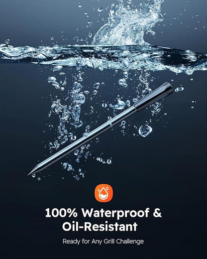 Wireless Meat Thermometer Digital, Smart Bluetooth Instant Read, Grey | Cooking, Grilling, BBQ, Air Fryer, Smoker, Candy, Kitchen Gadgets, BBQ Essentials