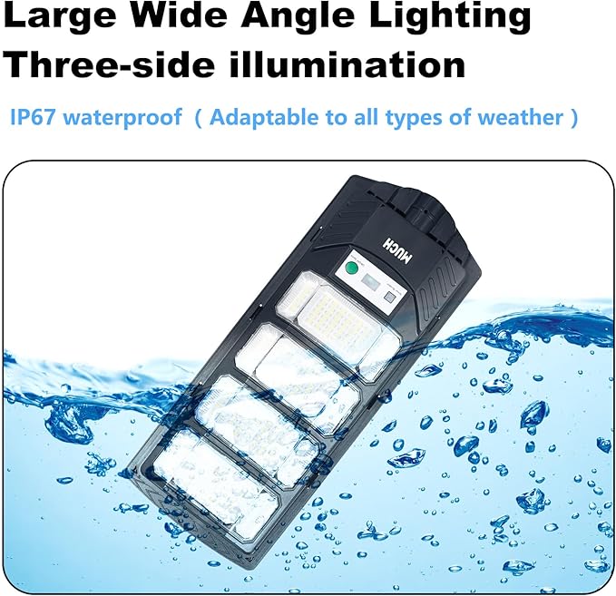 MUCH Solar Street Lights Outdoor 1 Pack, Waterproof with Motion Sensor, 8500K Solar Lights Outdoor, Lamparas Luces Solares para Exteriores Dusk to Dawn Commercial Lighting for Yard Path