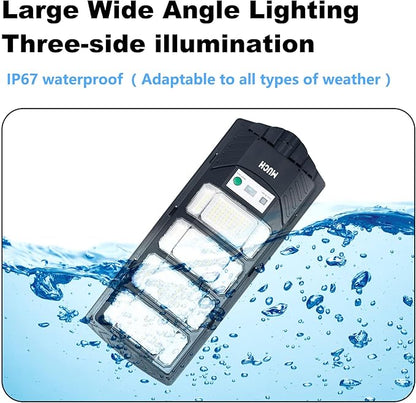 MUCH Solar Street Lights Outdoor 1 Pack, Waterproof with Motion Sensor, 8500K Solar Lights Outdoor, Lamparas Luces Solares para Exteriores Dusk to Dawn Commercial Lighting for Yard Path