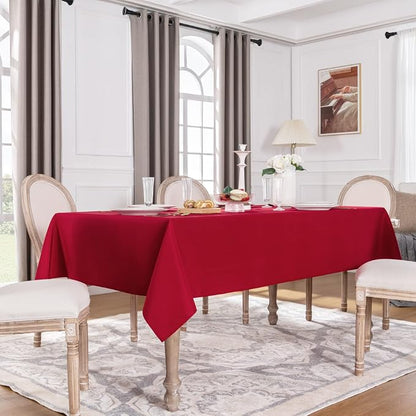 Softalker Rectangle Tablecloth, Waterproof Table Cloths Wrinkle Free Fabric Washable Polyester Table Cover for Dining Tables Party Outdoor Camping Parties Buffet - 60 x 84 inch, Red