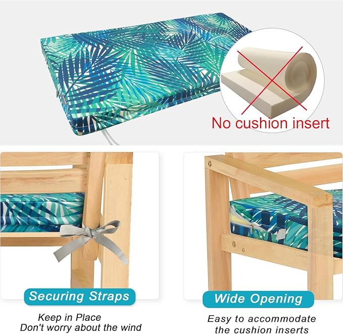 NettyPro Outdoor Bench/Swing Cushion Slip Cover 42 x 18 x 3 Inch, Water Resisitant UV Protection Patio Furniture Loveseat Cushion Cover with Zipper, Replacement Cover Only