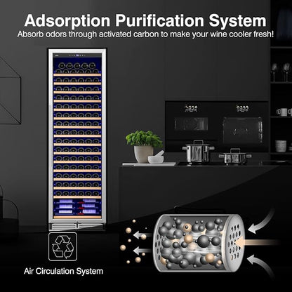Velivi Upgraded 24 Inch Wine Cooler Refrigerator, 190 Bottles Wine Fridge with Professional Temperature Control System, Freestanding or Built-in installation, Quiet Operation