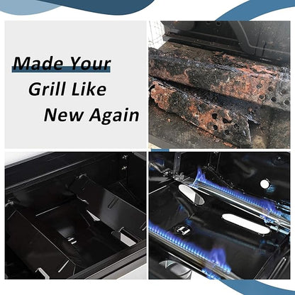 Grill Grates Parts for Dyna-Glo Grill Replacement Parts 2 Burner DGF350CSP, DGF350CSP-D, Cast Iron BBQ Grill Grates, Heat Plates Heat Shields and Burner Tubes for Dyna Glo Grill Accessories.