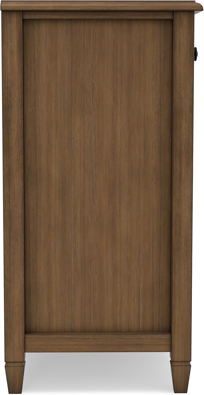 SIMPLIHOME Connaught 67" Sideboard in Rustic Natural Aged Brown | Traditional 4-door dining room buffet with 2 drawers and adjustable shelves for organized kitchen or living room storage.