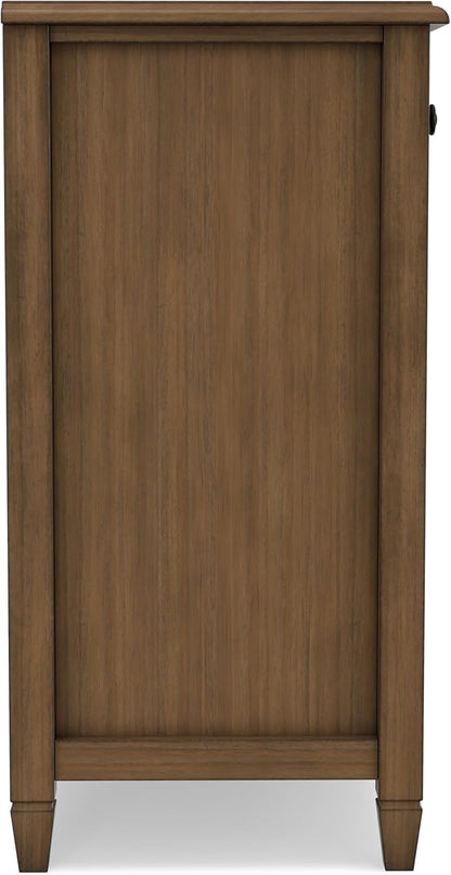 SIMPLIHOME Connaught 67" Sideboard in Rustic Natural Aged Brown | Traditional 4-door dining room buffet with 2 drawers and adjustable shelves for organized kitchen or living room storage.