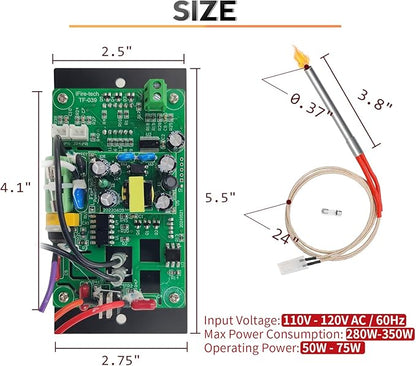 Digital Thermostat Controller Replacement for Traeger Wood Pellet Grills,Fits BAC236, BAC365, BAC283 Control Board,Compatible with Bronson 20, Pro 22/34, Texas Elite 34, Lil Tex,with Hot Rod Ignitor