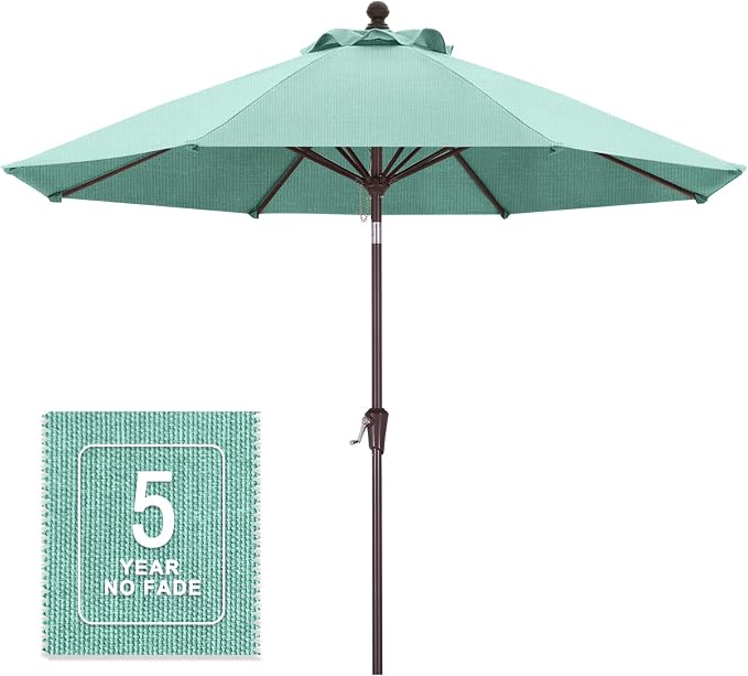 MASTERCANOPY 9ft Olefin 5-Year-Non-Fading Patio Umbrella Light Blue | UV/Water/Fade-Resistant Canopy, Vented Top, 8 Fiberglass Ribs – Ideal For Deck, Yard, Market