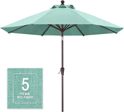 MASTERCANOPY 9ft Olefin 5-Year-Non-Fading Patio Umbrella Light Blue | UV/Water/Fade-Resistant Canopy, Vented Top, 8 Fiberglass Ribs – Ideal For Deck, Yard, Market