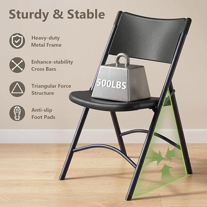 Folding Table and Chairs Set for 4, 4FT Adjustable Height Plastic Folding Table with 4 Foldable Chairs, Portable Folding Table Set for Dining, Party, Wedding, Picnic, Camping, RV Travel