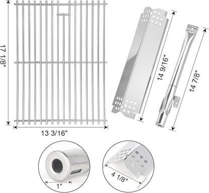 CANDANA Replacement Parts for Nexgrill 4 Burner 720-0830H 720-0830D 720-0783C 720-0783E 720-0958A, 17" Stainless Steel Grill Grate, Grill Burner, Heat Plate, Drip Pan, Igniters for 5 Burner 720-0888N