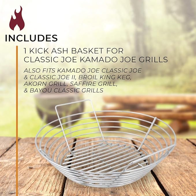 Kick Ash Basket Stainless Steel Charcoal Ash Basket for Kamado Joe Classic - Classic Kamado Grill Charcoal Basket Accessory - Designed in Wisconsin