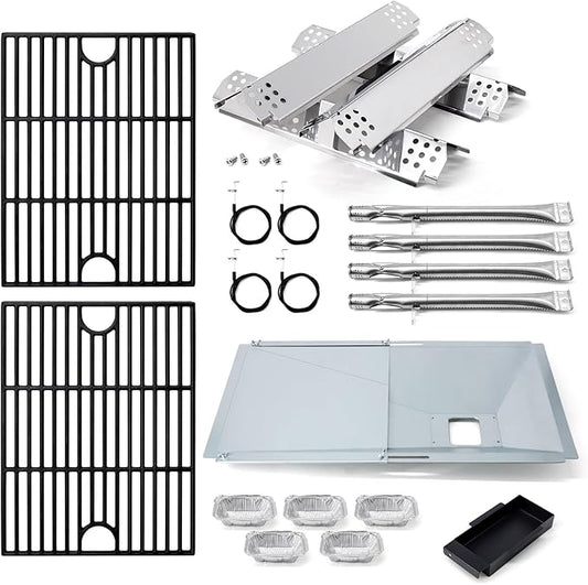Replacement Parts for Nexgrill 720-0830X, Drip Pan Grease Tray & Grill Grates & Gas Burners and Igniters & Flame Tamers Kit Replacement for Nexgrill 4 Burner 720-0830X Gas Grill