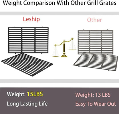 Leship 18.75" Grates for Weber Genesis II 300 Series Grills Genesis II E/S 310 315 325 330 335 Gas Grills, Cast Iron Grill Grates Replacement Parts for Weber 66095 66805 (18.75" x 13.25")