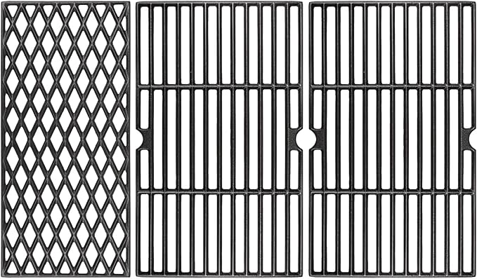 Uniflasy 70-01-911 70-02-614 Grill Grates for Dyna Glo DGH450CRP DGH450CRP-D DGF493BNP DGH474CRP DGH485CRP Grill Replacement Parts 4 Burner 3pcs Cast Iron Grate