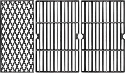 Uniflasy 70-01-911 70-02-614 Grill Grates for Dyna Glo DGH450CRP DGH450CRP-D DGF493BNP DGH474CRP DGH485CRP Grill Replacement Parts 4 Burner 3pcs Cast Iron Grate