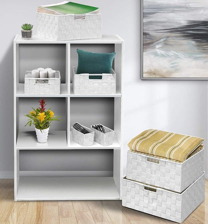Sorbus Storage Baskets for Organizing (Set of 7), Mesh Hand-Woven Design, Linen Closet Organizers and Storage, Organizer Storage Baskets for Shelves, Variety Pack Organizers and Storage (White)