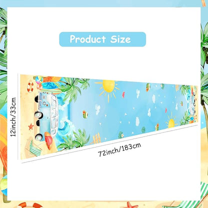 Surfing Theme Table Runner, Summer Beach Linen Fabric Table Runner for Everyday Use 72 x 13 Inches, Washable Table Cover for Indoor Outdoor Kitchen Dining Table Home Decorations