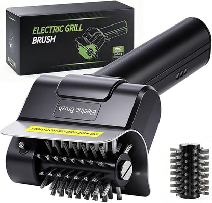 BBQ Electric Grill Brush for Outdoor Grill, Electric Grill Cleaner Brush | 1100RPM electric bbq grill brush with Dual Safety Lock, Splash-Proof Grill Cleaning Brushes Scrubber, 2 Stainless Steel Heads