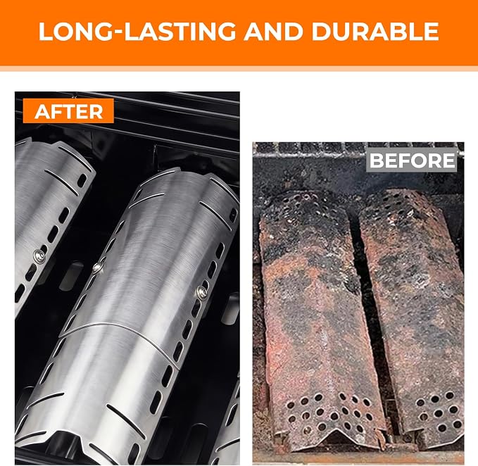 2 Pack Universal Grill Heat Plates, Grill Burner Covers Replacement Parts for Gas Grill, Extends from 12" up to 18" Adjustable Stainless Steel Grill Heat Shield, Flame Cover