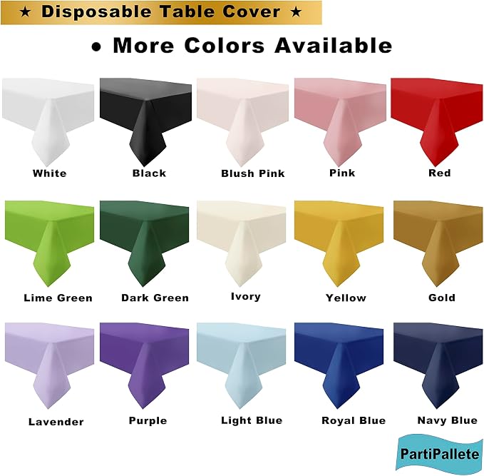 3-Pack Premium Plastic Black Tablecloth Disposable 54 x 108 Inch. Rectangle Table Cover Party Table Cloths for Birthday Baptism Christening BBQ Picnic Banquet Fits up to 8 ft Tables