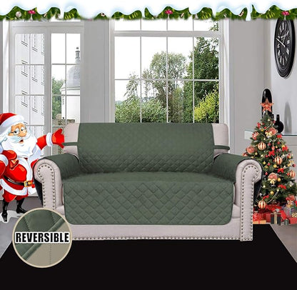 Easy-Going Reversible Couch Cover, 2 Cushion Sofa, Greyish Green/Beige | Loveseat, Slipcover For Dogs, Water Resistant Furniture Mat, Living Room, Non-Slip Sofa Cover, Pet Friendly