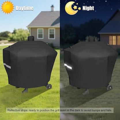 Pellet Grill Cover for Camp Chef 24 Smoker, Upgraded Full-Length Heavy Duty Waterproof Smoker Cover for Woodwind Pro 24 PG24SE PG2424SGB SmokePro PG24MZG PG24WWSB DLX 24 for Camp Chef 24 With Sidekick