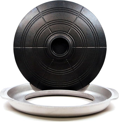 COOKKING - Korean Traditional BBQ Grill Pan, Cauldron Lid Shape - Stovetop Nonstick Indoor/Outdoor Smokeless BBQ Cast Aluminum Grill Pan, Made in Korea