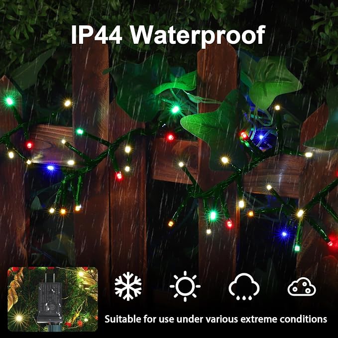 Color Changing String Lights, 500 LED Warm White & Multicolor Christmas Lights Plug in, 10 Modes Timer LED Fairy Lights, Waterproof Christmas Lights Outdoor for Xmas Tree Party Bedroom Decor