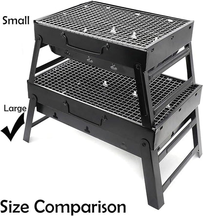 HTTMT- Outdoor Campling Foldable Compact Barbecue BBQ Grill Charcoal Stove Shish Kabob Tabletop For Outdoor Camping Picnic Travel Cooker [P/N: ET-COOK007-BK]