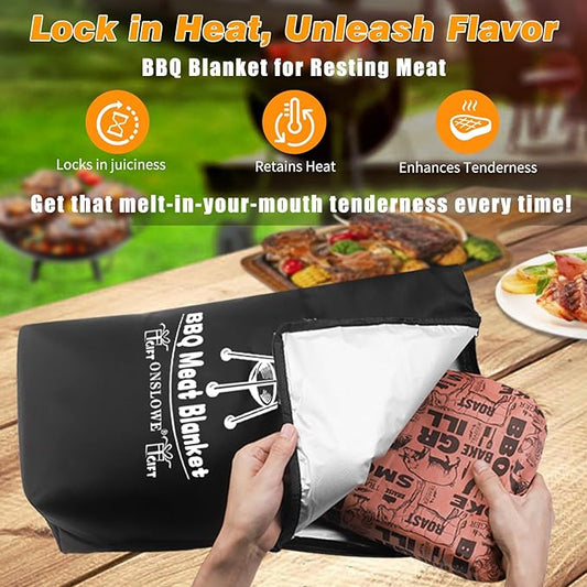 21in BBQ Blanket for Resting Meat - Meat Resting Bag of Washable Oxford Cloth - Insulated Brisket Resting Blanket for Turkey, Pork Shoulder & Beef - Gifts for Men, Christmas Gifts, BBQ Lovers Gift